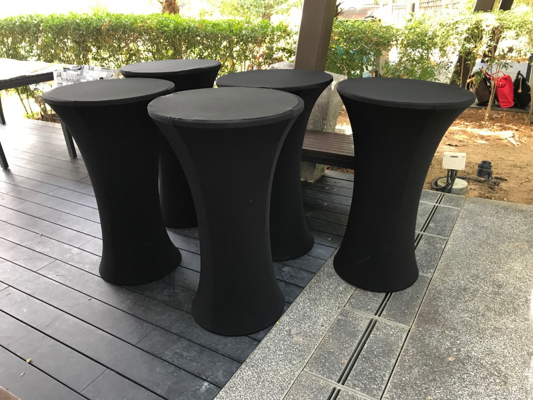 Abu Dhabi — Furniture rental: Cocktail Tables Black Spandex Covers