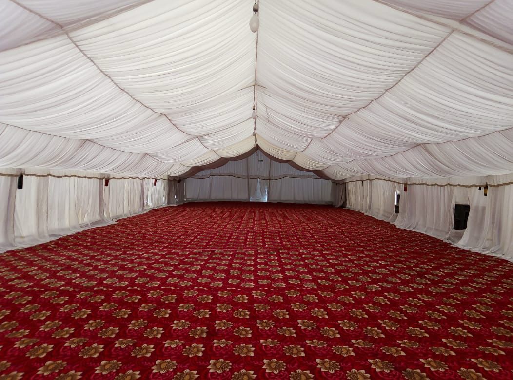 Ras Al Khaimah — Tents rental: Empty Marquee Red Pattern Carpet