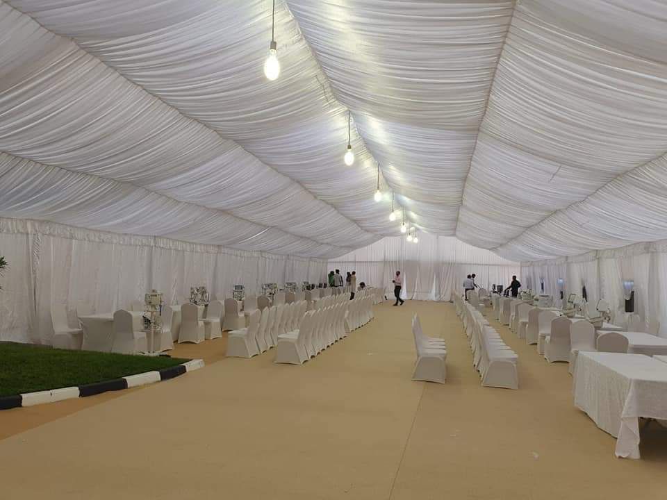 Ras Al Khaimah — Tents rental: Marquee Interior White Chair Rows