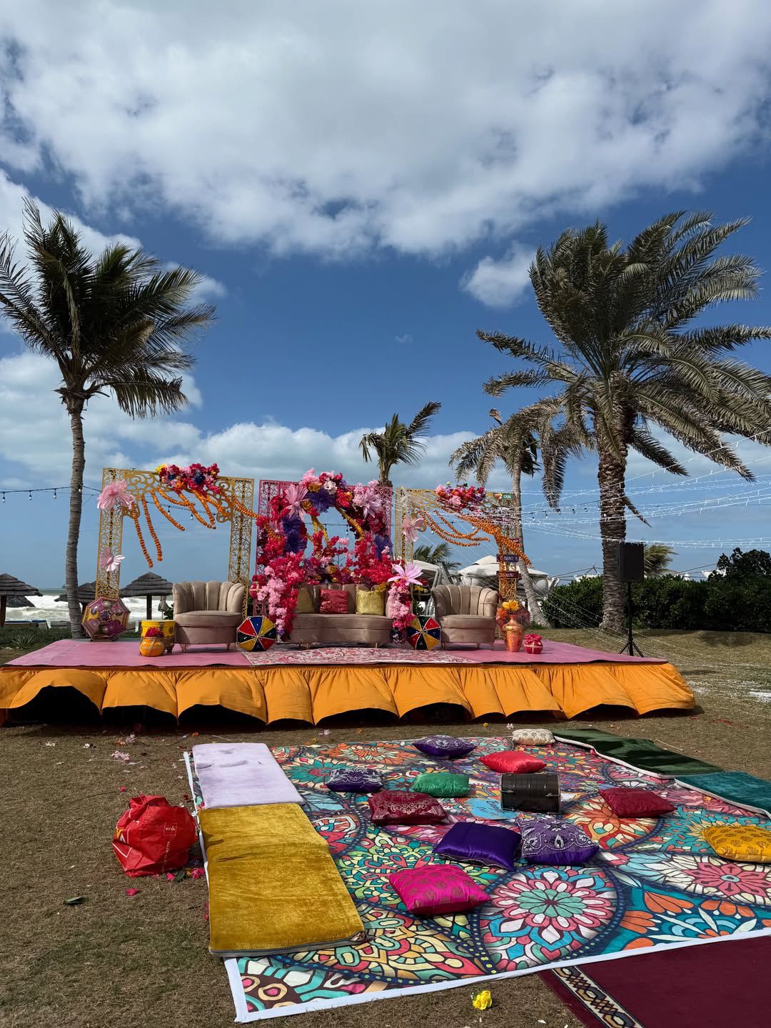 Ajman — Decorations services: Mehndi Stage Colorful Drapes Kites 3