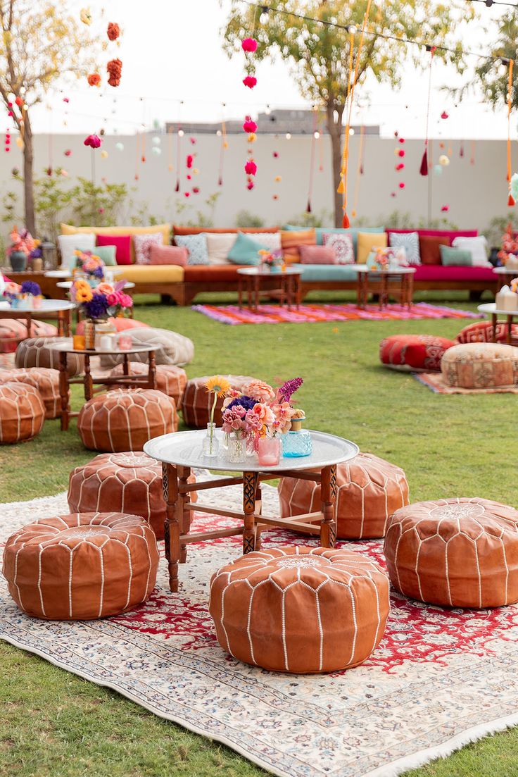 Ajman — Furniture rental: Outdoor Lounge Poufs Boho Seating