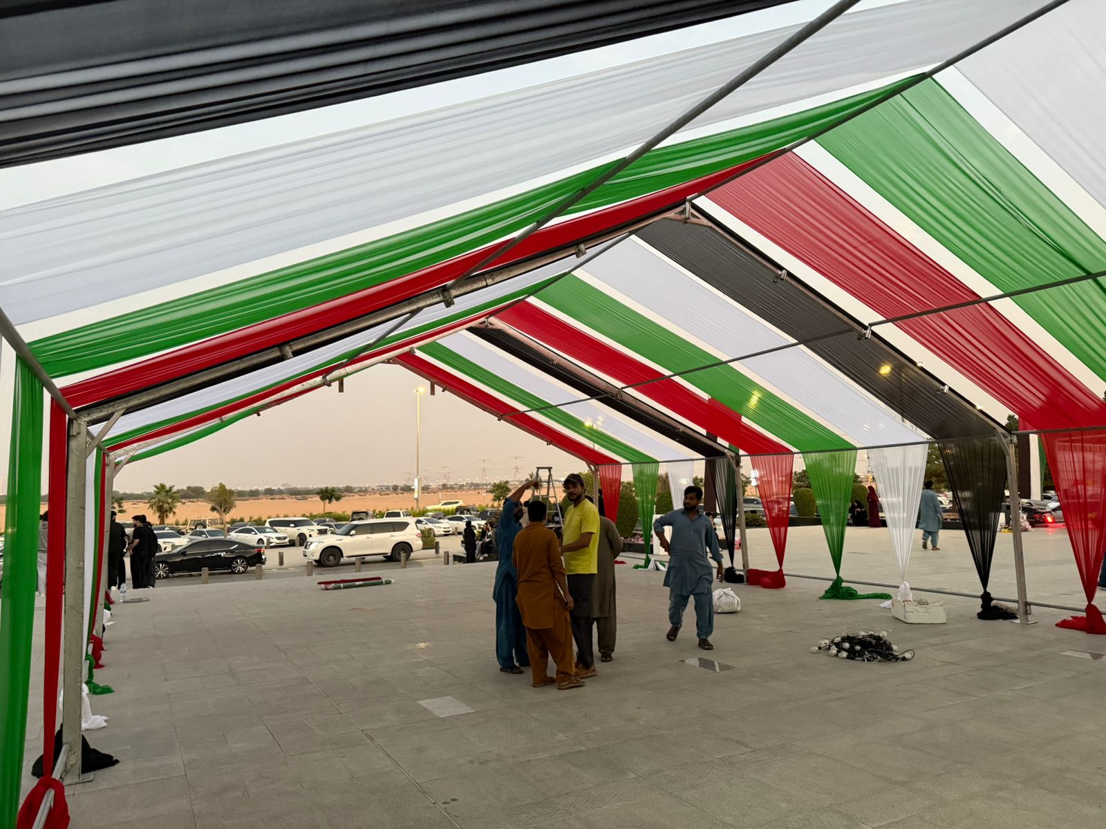 Uae Flag Tent Frame Fabric Setup — Abu Dhabi, UAE