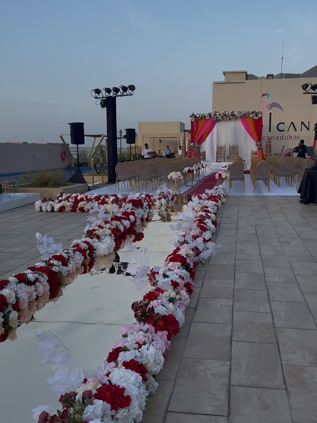 Ajman — Decorations services: Wedding Stage White Gold Arches 4