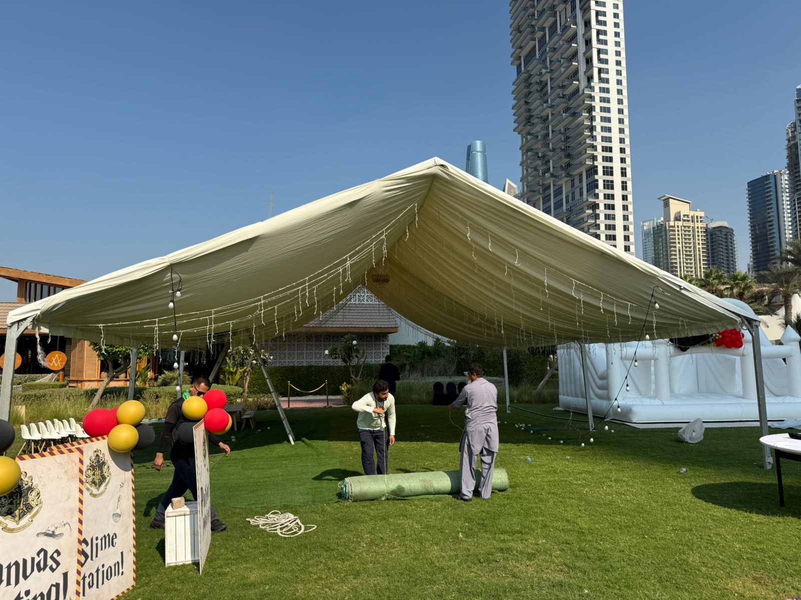 Dubai — Tents rental: White Marquee Party Setup Lawn 3
