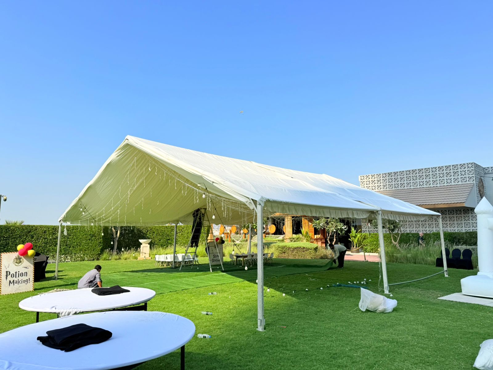 Dubai — Tents rental: White Marquee Party Setup Lawn 4
